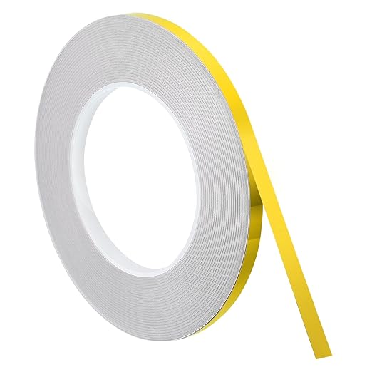uxcell Metallic Tape, 0.31 in x 164 ft Self Adhesive Metalized Polyester Film Tape Waterproof Shiny Washi Tape for Walls Graphic Arts Gifts Wrapping Crafts Decoration, Gloss Gold