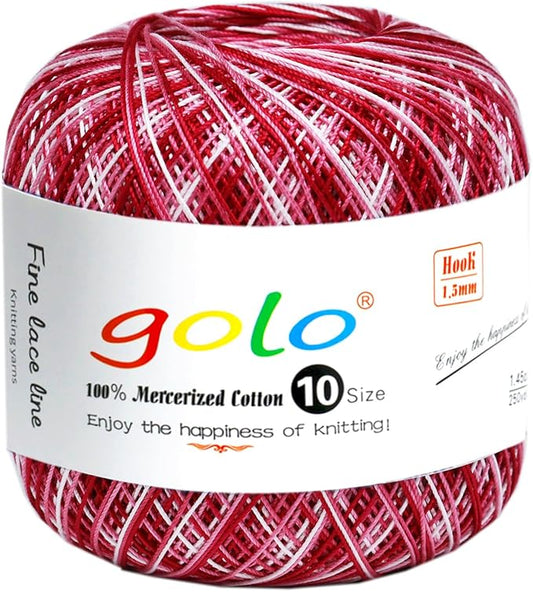 golo Crochet Thread Size10 Yarn for Hand Knitting Lace Thread Milkshake red-D145
