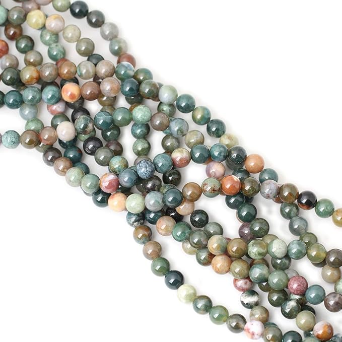 45PCS 8mm Natural Indian Agate Gemstone Round Loose Beads for Jewelry Making DIY 1 Strand 15"