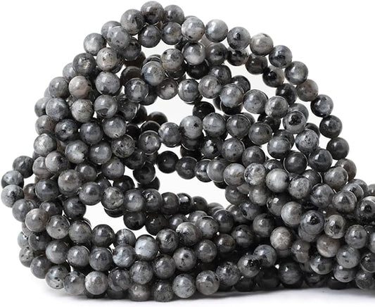 cheavian 60pcs 6mm natural black labradorite gemstone round loose beads crystal energy stone for diy jewelry making 1 strand 15"