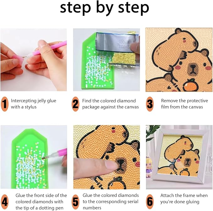 Mangpung Capybara Diamond Art Kits for Beginners, Capybara Diamond DIY Painting Kits, Full Drill Diamond Dots Paintings, Paint with Diamonds Pictures Art Painting DIY Crafts Kit Gift for DIY Lovers