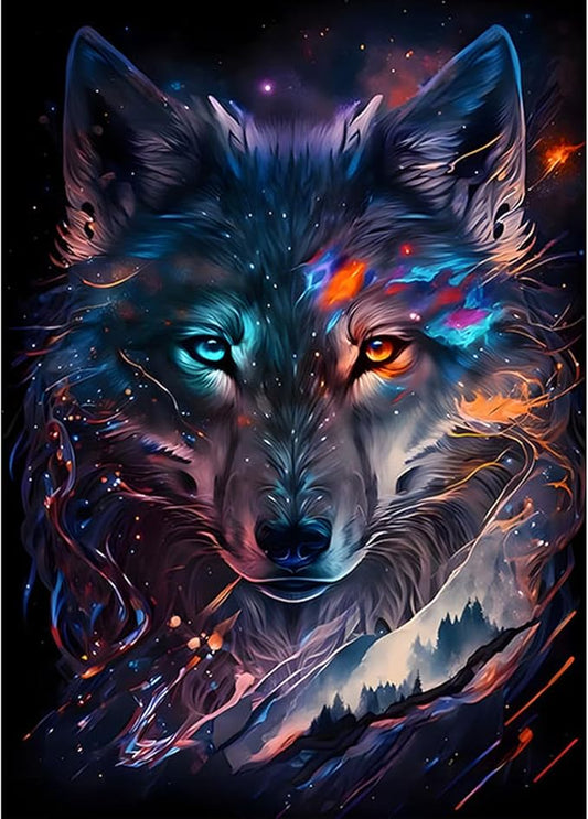 SENQAO Wolf Diamond Painting Kits for Adults, Wolf DIY 5D Full Drill Diamond Painting Kits for Adults Kids Beginner, Diamond Dots for Home Wall Decor, Gem Art 12 x 16 Inches