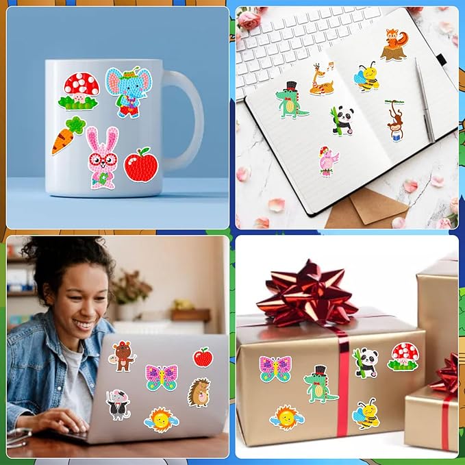 Labeol Diamond Art Kits for Kids Boys and Girls Ages 6-8-10-12 Easy to DIY Creative Diamond Art Sticker Craft by Numbers Kits for Kids and Adult Beginners (Cute Animals)