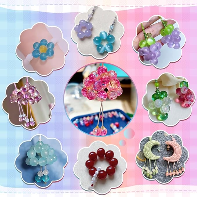 DIPSEOI 8mm Glass Beads for Bracelet Kit - 3000 Pcs Jewelry Making Kits Bead DIY with Spacer Charms (Multicolor 6 Boxes)