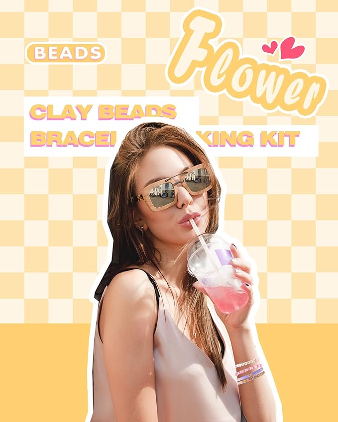 ADIIL 7200 Pcs Clay Beads Friendship Bracelet Making Kit, 24 Colors 6mm Polymer Heishi Beads, Pastel