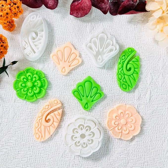 Xaekicr Polymer Clay Cutters Set – 3PCS Decorative Clay Cutters for Polymer Clay Jewelry, Carved Pattern Clay Earring Cutters Shapes, DIY Clay Tools for Earrings and Crafts