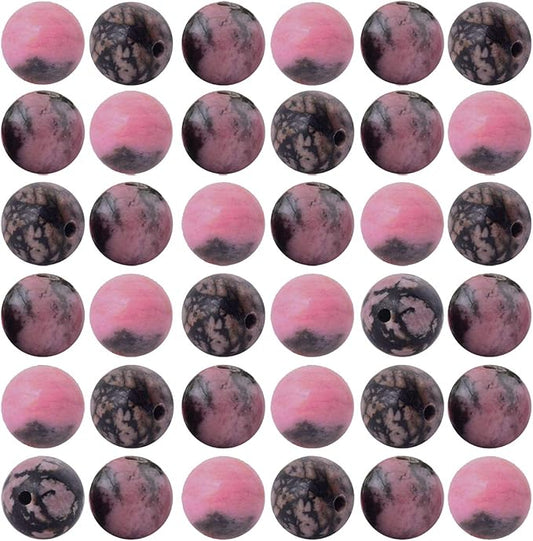 Natural Stone Beads 100pcs 8mm Black Stripe Rhodonite Round Real Stone Beading Loose Gemstone Hole 1mm DIY Charm Beads for Bracelet Necklace Earrings Jewelry Making (Black Stripe Rhodochrosite, 8mm)
