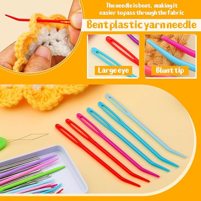 UOOU 73 Pcs Yarn Needles Set, Tapestry Needle, Darning Needles for Yarn, Yarn Needles Large Eye, Plastic Needles for Yarn, Knitting, Crocheting and Sewing
