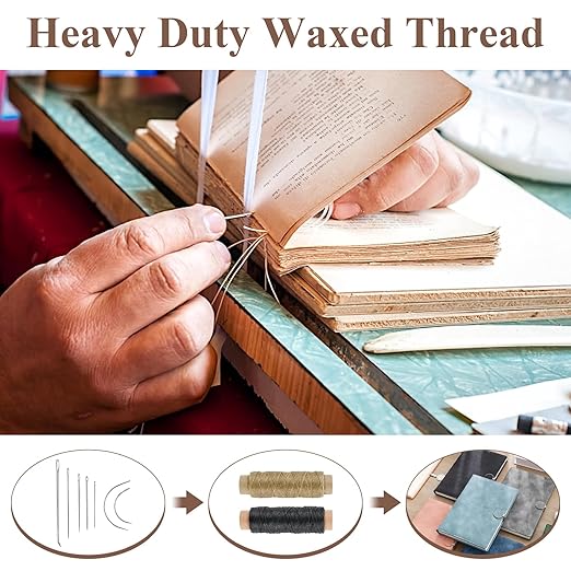 Wood Book Binding Cradle, Book Binding Kits Include Bookbinding Awl, Waxed Thread, Needle, Portable and Easy Store Hole Punching Supplies for DIY Crafts Scrapbook