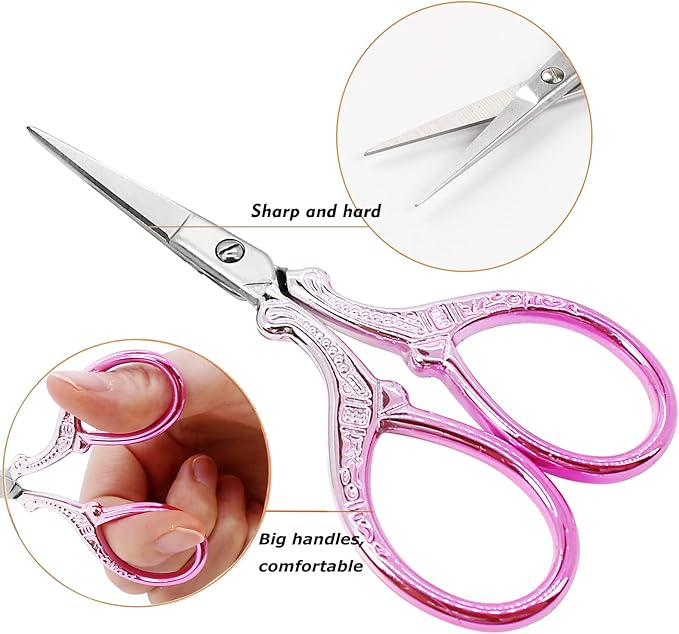 3.6Inch Little Scissors Sewing Scissors with Leather Scissor Cover Stainless Steel Sharp Tip Craft Scissor for Embroidery Craft Needlework Artwork Cross Stitch DIY Thread