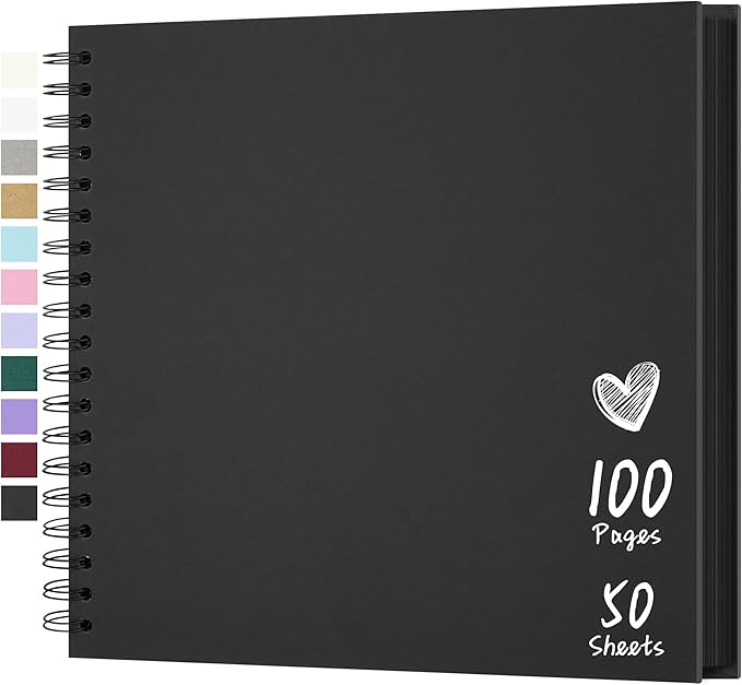 Scrapbook 10x10 Inch DIY Scrapbook Album Hardcover Kraft Paper Scrap Book Photo Albums 100 Pages Perfect for 4x6 / 5x7 Photos Memory Book for Family, Wedding