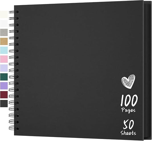 Scrapbook 10x10 Inch DIY Scrapbook Album Hardcover Kraft Paper Scrap Book Photo Albums 100 Pages Perfect for 4x6 / 5x7 Photos Memory Book for Family, Wedding