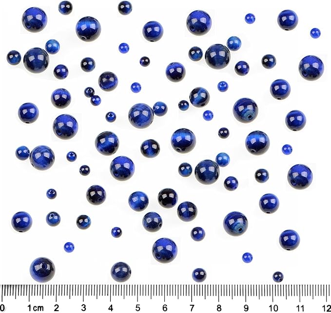bymitel 140pcs crystal beads stone gemstone round energy healing loose beads with stretch cord for jewelry making bracelets anklets (blue tiger's eye, 8mm 140pcs)