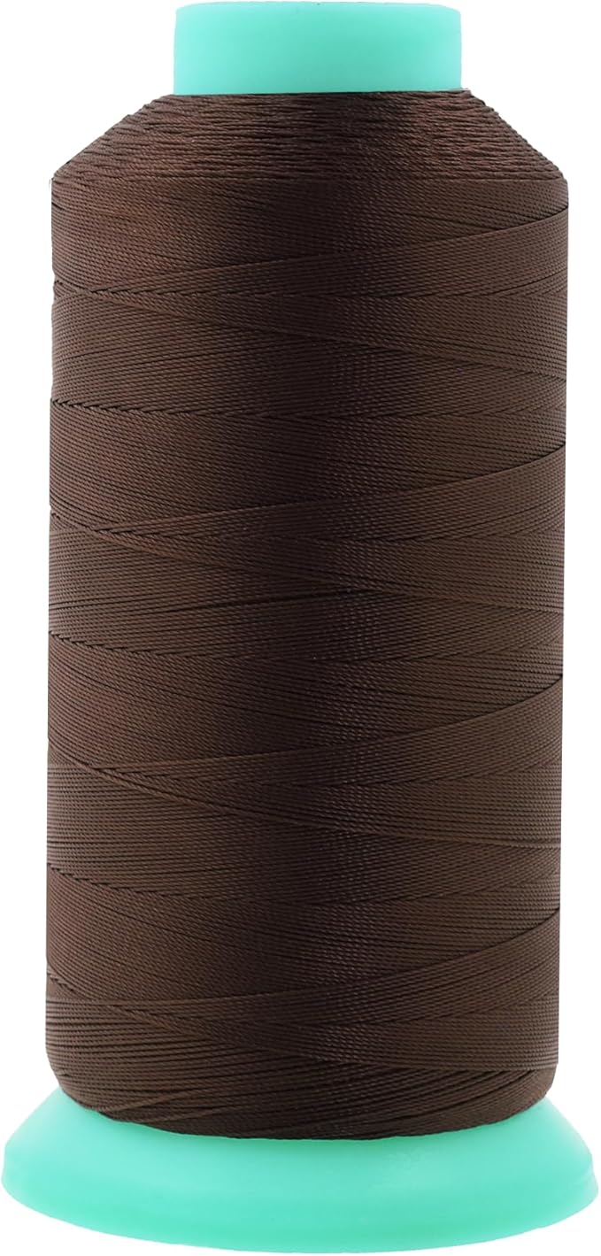Mandala Crafts Size 92 280D T90 Bonded Nylon Thread - Dark Brown 1100 YDs Tex 90 Heavy Duty Sewing Threads for Leather, Jeans, Weaving, Outdoor Marine Upholstery