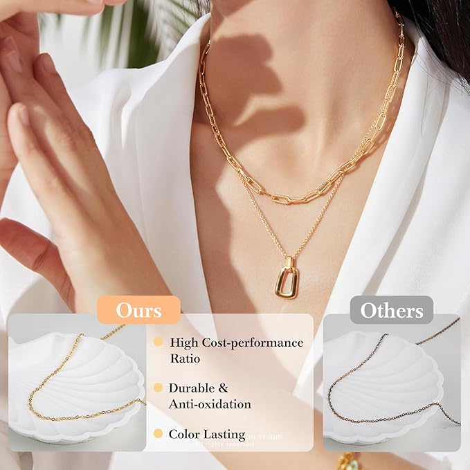 14k Gold Necklace Chains for Jewelry Making, Total 27 Feet 8 Rolls Bracelet Chains for DIY, 3.3 Feet Each Style, 14K Gold Plated Chain with Jump Rings/Lobster Clasps/Connectors