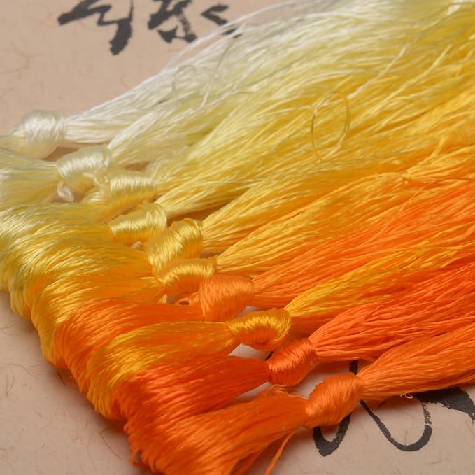 100% Nature Mulberry Handmade Embroidery Silk Thread Woven Jewelry Accessory Artificial Flowers Cross Stitch Floss DIY Sewing Kits 10 Gradient Colors 22m Each (8)