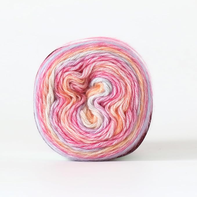 Crocheting Knitting-Gradient Cake Yarn, Soft Multicolor Medium-Fine Blended Yarn, Weight 100 Grams, Contains 60% Cotton 30% Acrylic 10% Wool. Suitable for Scarf, Gloves, Shawl, Blanket.(1155)