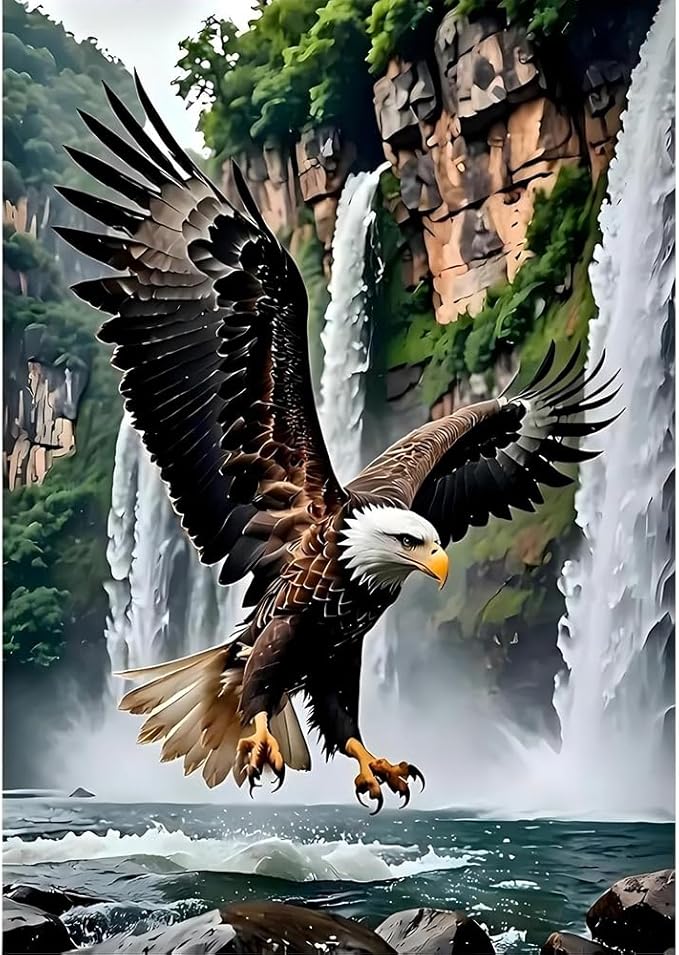 Eagle Cross Stitch Kits for Beginners Adults, Patterns Dimensions Needlepoint Art Crafts,Counted Cross Stitch Kits Embroidery Kits for Beginners Adults for Home Decor 11.8X15.7inch