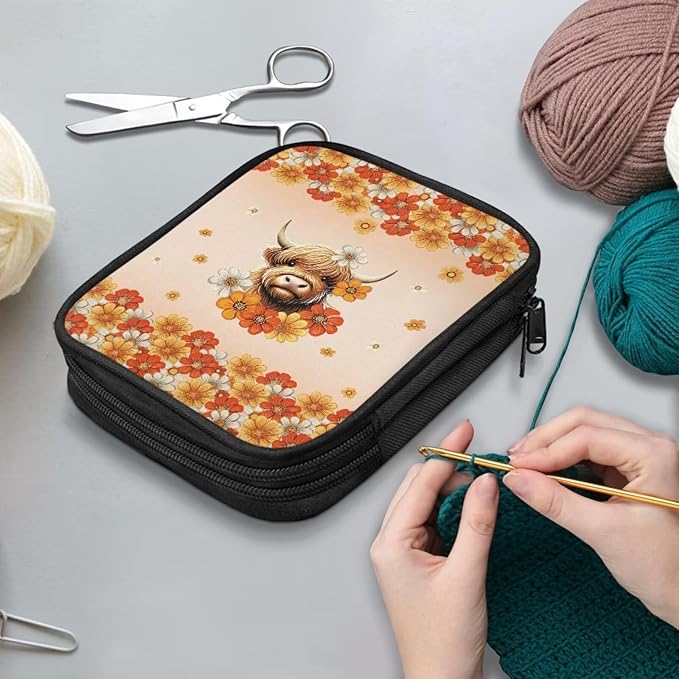 Hechitok Yak Flower Empty Crochet Hook Case Crochet Hook Organizer Case Stand Up Crochet Organizer Crochet Hook Holder for Knitting Crochet Supplies