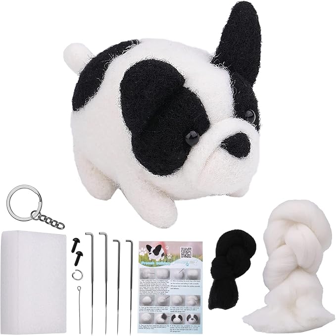 QMNNMA Needle Felting Kit, Animals Needle Felting Set, DIY Wool Felt Materials Set with Felting Tool and Instruction for Needle Felting Craft Project and DIY Handmade