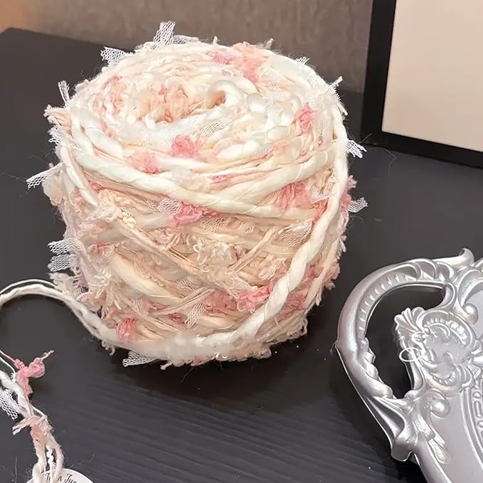 Hand Spun Art Yarn 2 Pack of 100g/Skein Fancy Yarn Multifiber Multicolored with Hand Blended Handmade for Jewelry Making Junk Magazines Knitting Crafts Textile Decorative Tassels Card Making