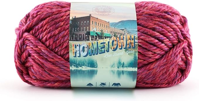 Lion Brand Yarn Hometown Yarn, Super-Bulky Yarn for Knitting, Crocheting, and Crafting, 1 Pack, Phoenix Azalea