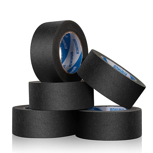 Black Painters Tape,2" x 60 Yards x 5 Rolls (300 Yards Total) - Medium Adhesive Masking Tape for Painting,Labeling,DIY Crafting,Decoration and School Projects