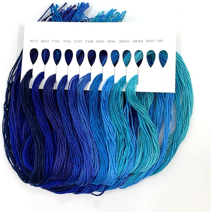 1 Pieces Cross StitchEmbroidery Floss,100% Eco-Cotton Cotton Premium Skeins, Ideal for Arts & Crafts (Blue Series 67893)