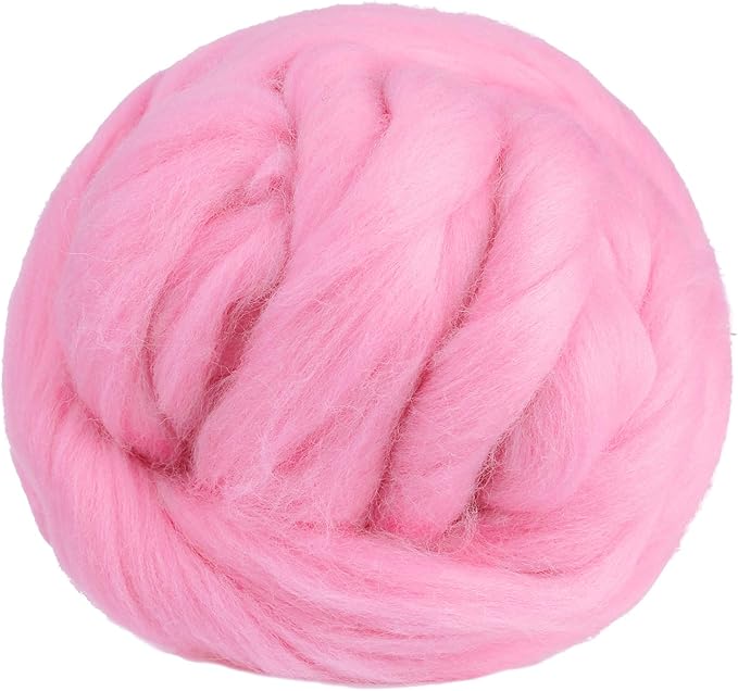 3.53oz Wool Roving, Fiber Roving Wool Top, Needle Felting Supplies, Pure Wools, Chunky Yarn, Spinning Wools for Needle Felting Wet DIY Hand Spinning (Antique Pink)