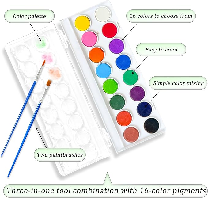 Watercolor Workbooks, 16 Colors Water Color Books Paint Set for Adults, Watercolor Coloring Book for Beginners, Water Color Workbook, 15 Beautiful Paintings for Beginners (Animals)