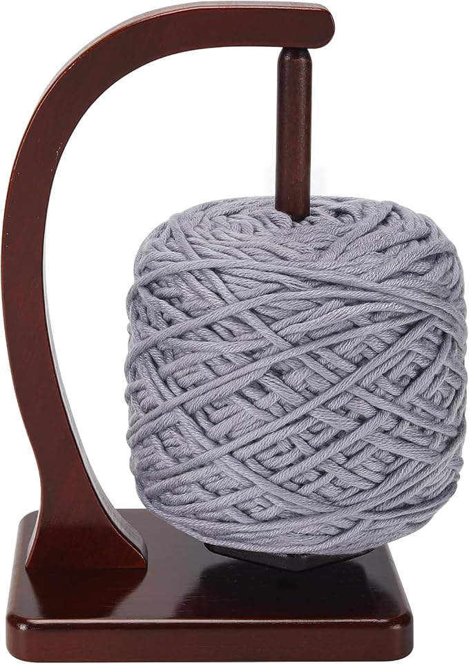 Yarn Holder for Crocheting and Knitting - Magnetic Wooden Yarn Holder Spinner, Ideal for Crochet Accessories, Knitting Accessories, Cool Gifts for Crocheters and Knitting Lovers （Burgundy）