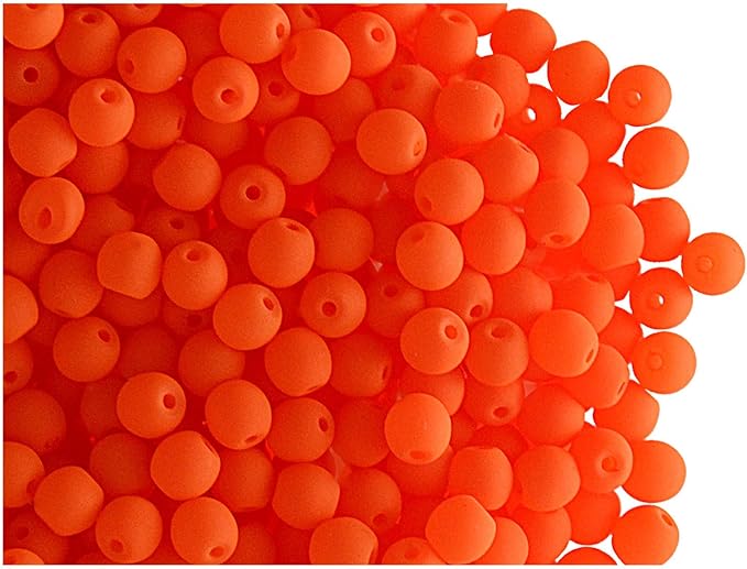 SCARA 600 pcs Czech Glass Round Beads 0.12 inches (3mm), Warm NEON (UV Active) Glass Beads for Jewelry and Bracelets Making, Beads for Bracelets, Bead kit Warm Neon Mix