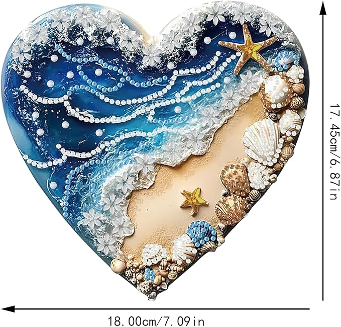 ZeeLionArt Hanging Diamonds Art kit for Adult,Beach Pendant Diamonds Painting Art Kit,7.0x6.8inch Acrylic Diamonds Painting Board Kit Ornament, Special Crystal Diamond Hanging Ornament