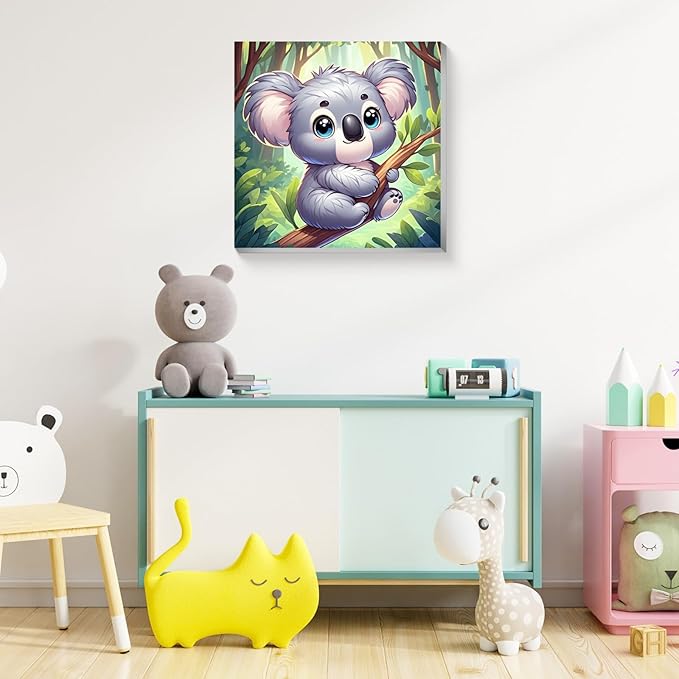 Reivworl Paint by Numbers Kit for Kids with Frame and Easel, Koala Paint by Number for Kids Age 6-8-12, Acrylic Paint by Numbers for Gifts and Home Decor (8X8inch)