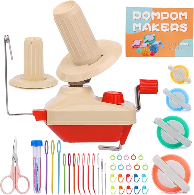 BUTUZE Yarn Ball Winder, Yarn Winder for Crocheting, Stitch Markers Knitting Kit, Pom Pom Maker, Convenient Ball Winder Hand Operated for Yarn, with Easy Installation for Yarn Storage