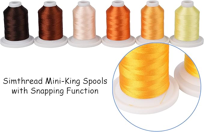 Simthread Embroidery Machine Thread Kit 800Y 21 Spools Brown and Gold Colors for Professional Embroidery Design