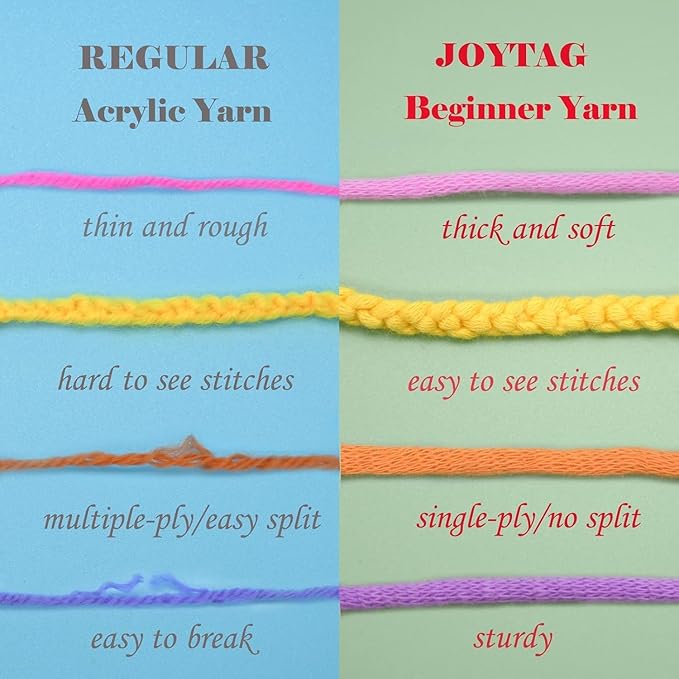 50g Rainbow Beginner Crochet Yarn for Crocheting and Knitting Multicolor Cotton Crochet Yarn for Beginners with Easy-to-See Stitches Cotton-Nylon Blend Easy Yarn for Beginners(Christmas Tone)