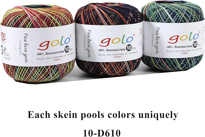 golo Crochet Thread Size10 Space-Dyed Yarn for Hand Knitting D610