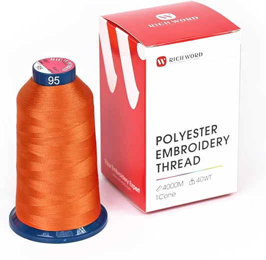 Poolin Embroidery Machine Thread Richword Selected Purple 4000M 40WT Polyester Embroidery Thread – Smooth, Strong Single Spool for Home & Commercial Machines 0095