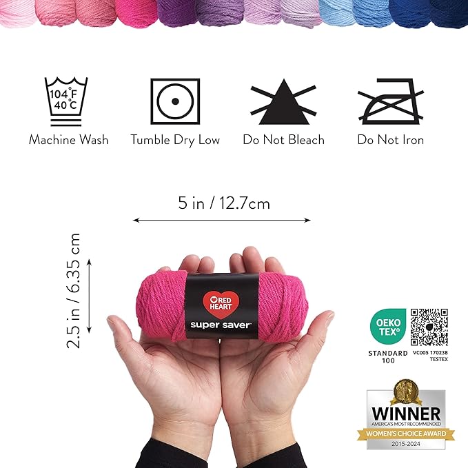 Red Heart Super Saver Yarn Super Craft Kit Gradients, with 12 Pack of 50g/1.7 oz. 4 Medium Worsted Yarn for Knitting & Crocheting, 12 Colors, Perfect for Chunky Sweaters, Blankets, Amigurumi