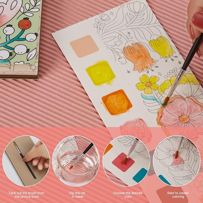Pocket Watercolor Book Set, Watercolor Painting Book,Watercolor Bookmarks for Kids, Beginning, Students Painters Christmas Gifts (1PCS-A)
