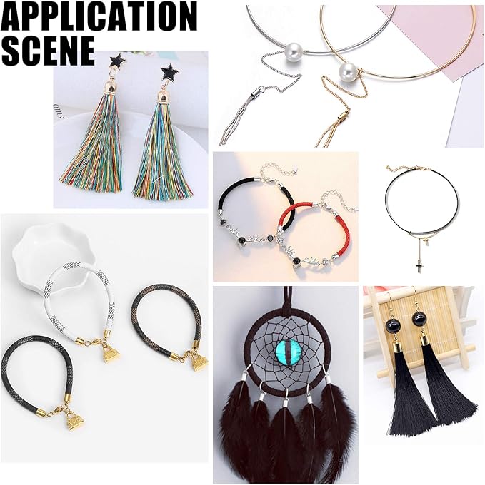 UNICRAFTALE 4 Sizes 40pcs Stainless Steel Cord Ends Leather Cord End Caps Cord End Caps Terminators Cord Finding for Jewelry Making Kit, Stainless Steel Color