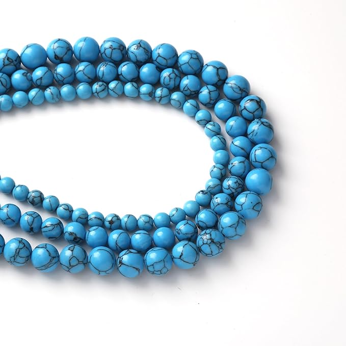 8MM 45PCS River Stone Blue Turquoise Stone Bead Gemstone Round Crystal Jewelry Making DIY Bracelet Necklace Jewelry Making