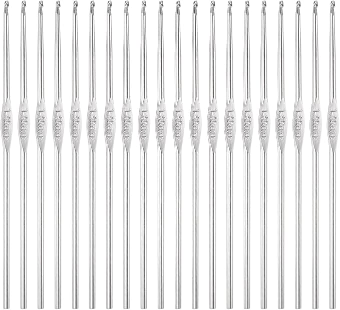 uxcell 20Pcs Crochet Hook Stainless Steel 1.4mm US Size 9 Metal Knitting Needles for DIY Craft Lace Yarn