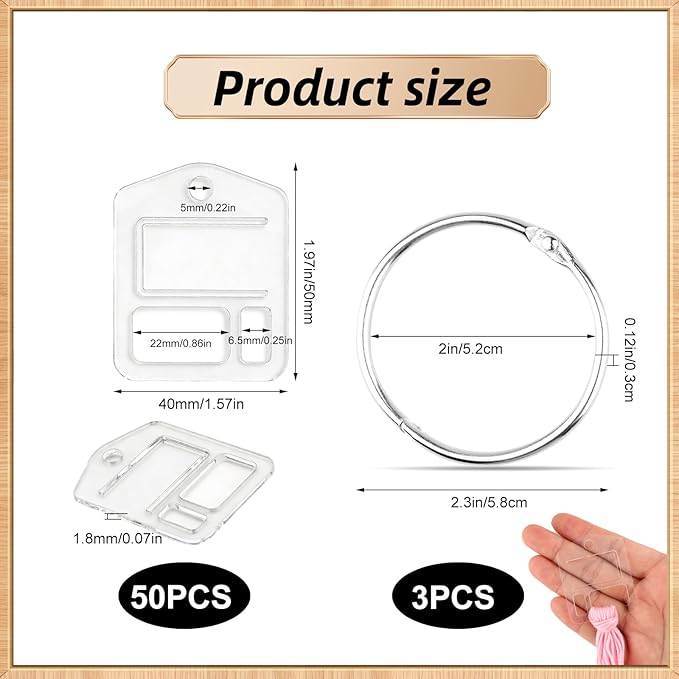 53 Pcs Clear Acrylic Embroidery Floss Drops,Hinged Ring Thread Bobbins for Cross Stitch Sewing,Organizers for Thread Storage DIY Craft Supplies(Style B)