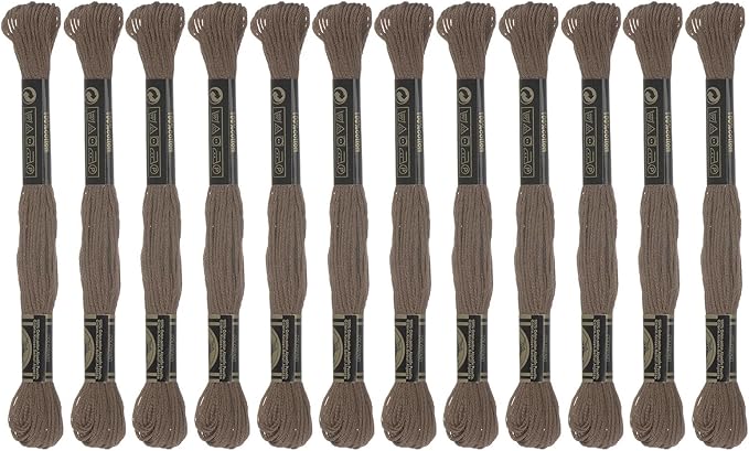 HARFINGTON 12 Skeins Embroidery Floss 8.75yds(8m) Egyptian Long-Staple Cotton Cross Stitch Thread for Sewing DIY Bracelet Yarn String and Crafts, Light Brown(6008)