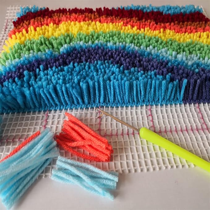 12 Rolls Latch Hook Kit Colorful Yarn Bundles Cut Rug DIY Latch Hook for Handmake Craft Sewing Knitting for Adults (Red#06)