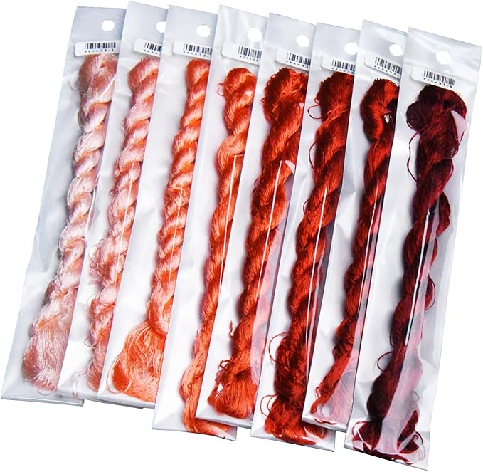 Natural 100% Silk Thread, Handmade Embroidery Thread Silk Floss 8 Colors 110m Each (33)