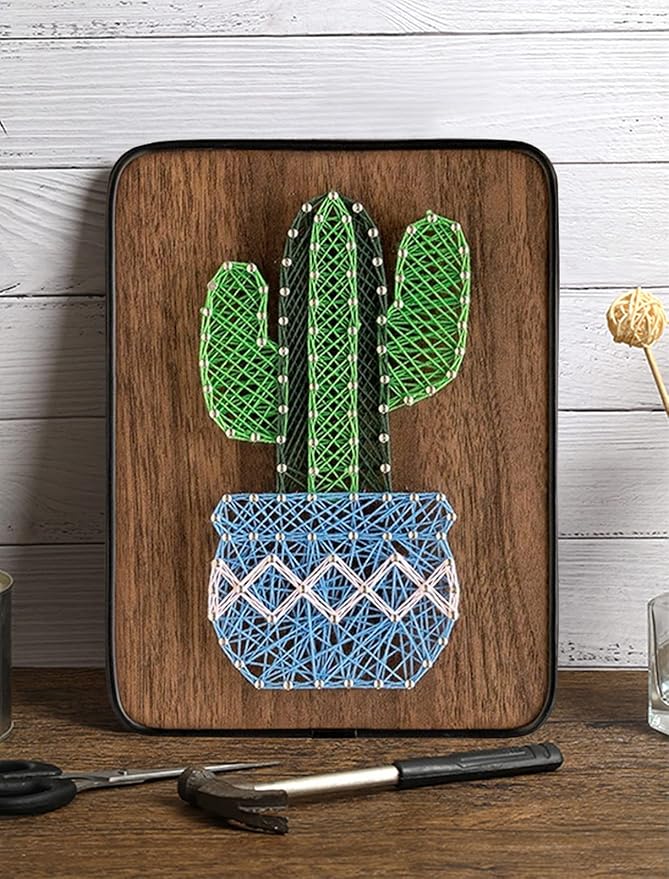 BAZIMA DIY String Art Kit for Beginner,Cactus String Art,DIY Cactus Potted Craft Kit,Unique Gift,Craft Kit for Holidays