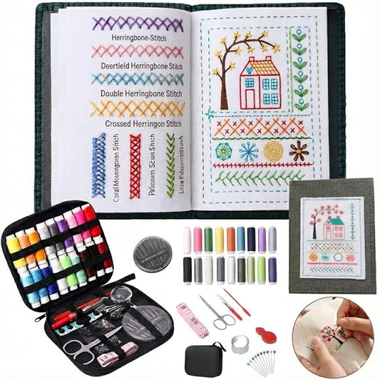 Nyrvexa 2026 New Embroidery Stitch Book Kit,Comes with a Complete Toolkit and Instructional Tutorial,Portable All Scenario Embroidery Stitch Book for Beginners and Enthusiast